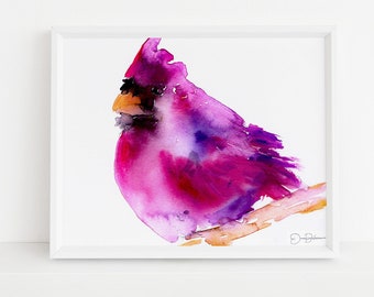 Cardinal Watercolor Digital Download | "Corduroy the Cardinal" by Jess Buhman, Instant Download, Digital File, Print at Home, Bird Painting