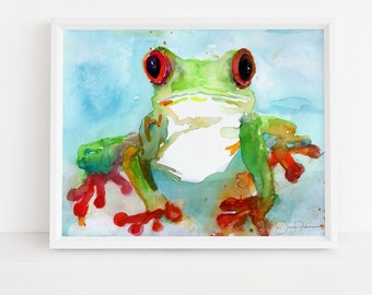 Tree Frog Watercolor Print | "Tree Frog" by Jess Buhman, Multiple Sizes, Select Size, Watercolor Frog Painting, Print of Frog, Nursery Art