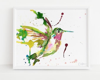 Hummingbird Print | "Hum Away With Me" by Jess Buhman, Digital Download, Print Yourself, Bird Painting, Wall Art, Home Decor