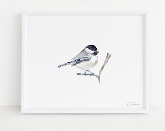 Chickadee Watercolor Print | "Emmylou" by Jess Buhman, Multiple Sizes, Choose Your Size, Bird Painting, Watercolor Bird Art, Chickadee Print