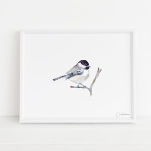 Chickadee Watercolor Print | &quot;Emmylou&quot; by Jess Buhman, Multiple Sizes, Choose Your Size, Bird Painting, Watercolor Bird Art, Chickadee Print