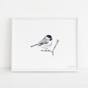 Chickadee Watercolor Print | "Emmylou" by Jess Buhman, Multiple Sizes, Choose Your Size, Bird Painting, Watercolor Bird Art, Chickadee Print