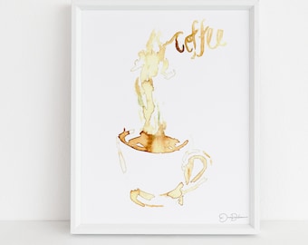 Coffee Print Digital Download  | "Coffee" by Jess Buhman, Instant Download, Print at Home, Watercolor Coffee Art, Coffee Lover Gift