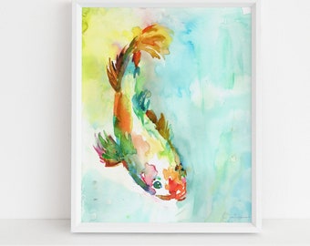 Koi Fish Watercolor Print, "Dreams of Koi" by Jess Buhman,  Multiple Sizes, Select Your Size, Watercolor Koi