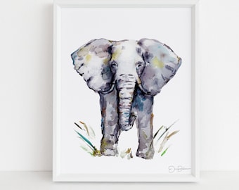 Elephant Watercolor Print | "Cornelius" by Jess Buhman, Select Your Size, Multiple Sizes, Nursery Art, Safari Animal Painting