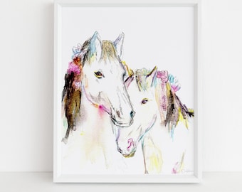 Horse Watercolor Print Instant Download | "Wild, Wild Horses" by Jess Buhman, 8" x 10" Digital File, Print at Home