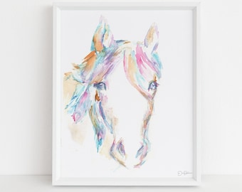 Horse Watercolor Print | "Hugo the Horse" by Jess Buhman, Select Your Size, Multiple Sizes, Nursery Decor