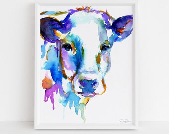 Cow Watercolor Print | "Cow" by Jess Buhman, Choose Your Size, Multiple Sizes, Nursery Art, Farm Animal Painting