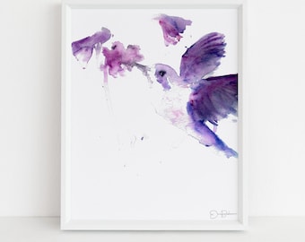Hummingbird Watercolor Painting Print | "Josie the Hummingbird" by Jess Buhman, Multiple Sizes, Select Your Size, Bird Painting, Bird Art