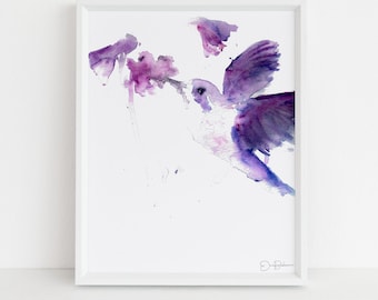 Hummingbird Watercolor Painting Print | "Josie the Hummingbird" by Jess Buhman, Multiple Sizes, Select Your Size, Bird Painting, Bird Art