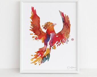 Phoenix Watercolor Print | "And Still We Rise" by Jess Buhman, Choose Your Size, Select Your Size, Inspirational Art