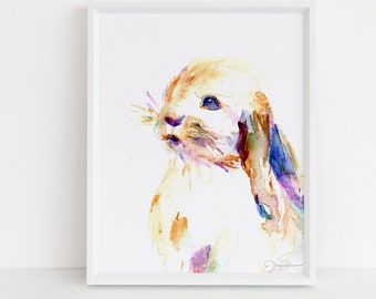 Bunny Print Digital Download, "Cottontail" by Jess Buhman, Instant Download, Print at Home, Watercolor Animal, Nursery Art