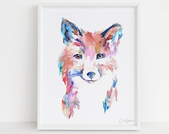 Fox Watercolor Print | "Farah the Fox" by Jess Buhman, Multiple Sizes, Select Your Size, Nursery Painting. Baby Room Decor, Fox Art