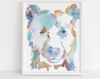 Black Bear Watercolor Digital Download | "Barnaby the Bear" by Jess Buhman, Instant Download, Print at Home, Bear Painting, Nursery Art