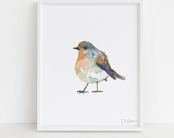 Watercolor Bird Instant Download  |  "English Robin" by Jess Buhman, Printable 8" x 10" Watercolor Art, Digital Print, Print at Home