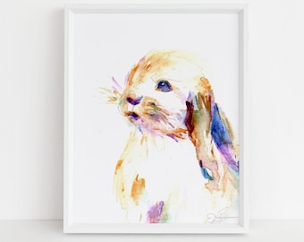 Bunny Watercolor Print, "Cottontail" by Jess Buhman, Select Your Size, Multiple Sizes, Nursery Decor Art