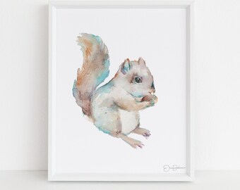 Squirrel Print Digital Download | "Squirrel" by Jess Buhman, Instant Download, Print at Home, Watercolor Animal, Nursery Art