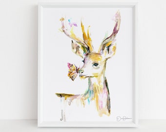 Deer Painting Digital Download, "Stay Golden, Deer" by Jess Buhman, Instant Download, Print At Home, Digital File