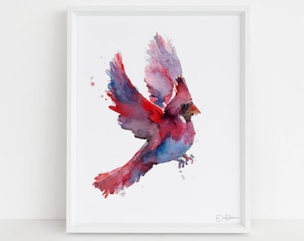 Cardinal Watercolor Digital Download | "Cordelia the Cardinal" by Jess Buhman, Instant Download, Digital File, Print at Home, Bird Painting