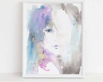 Watercolor Woman Print | "Don't Let the Darkness Eat You Up" by Jess Buhman, Multiple Sizes, Select Your Size, Depression Art, Mental Health