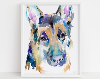 German Shepherd Watercolor Print Instant Download | "German Shepherd" by Jess Buhman, 8" x 10" Digital File, Print at Home, Dog Lover Gift