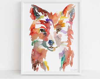 Fox Watercolor Print | "Johnny the Fox" by Jess Buhman, Multiple Sizes, Fox Painting, Fox Illustration, Nursery Art, Woodland Art