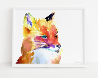 Fox Print Digital Download, "Foxy Brown" by Jess Buhman, Instant Download, Print at Home, Watercolor Animal, Nursery Art