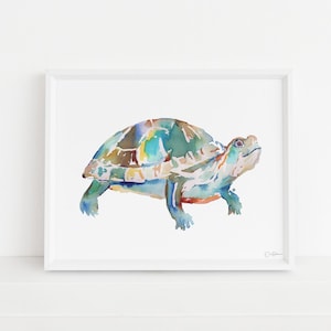 Turtle Print, Watercolor Turtle, 8 x 10 Print, Turtle Painting, Turtle Art, Watercolor Turtle, Print of Turtle, Pond Animals, Box Turtle