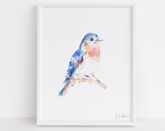 Watercolor Bird Instant Download  |  "Bluebird" by Jess Buhman, Printable 8" x 10" Watercolor Art, Digital Print, Print at Home