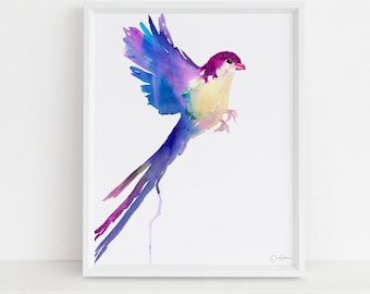 Watercolor Bird Instant Download  |  "Serene Bird" by Jess Buhman, Printable 8" x 10" Watercolor Art, Digital Print, Print at Home