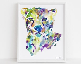 Cheetah Watercolor Print | "Chester" by Jess Buhman, Multiple Sizes, Wall Art, Nursery Painting, Home Decor, Choose Your Size