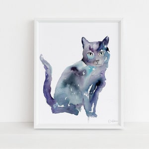 Black Cat Watercolor Print Instant Download | &quot;Desmond&quot; by Jess Buhman, 8&quot; x 10&quot;, Print at Home, Digital File, Instant Gift Idea