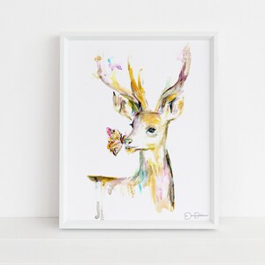 Deer Watercolor Print | "Stay Golden, Deer" by Jess Buhman, Multiple Sizes, Select Your Size, Nursery Art