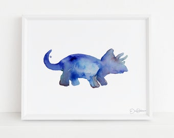 Triceratops Instant Download, "Triceratops" by Jess Buhman, Printable 10" x 8" watercolor art, Digital Dinosaur Print