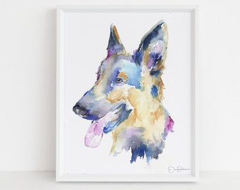 German Shepherd Watercolor Print Instant Download | "Gemma the German Shepherd" by Jess Buhman, 8" x 10" Digital File, Dog Lover Gift