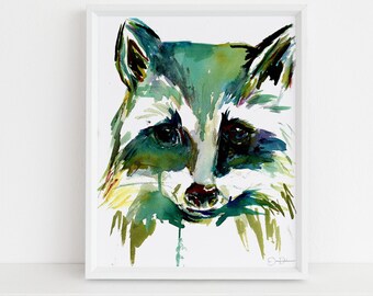 Raccoon Watercolor Print | "Rorey the Raccoon" by Jess Buhman, Multiple Sizes, Wall Art, Nursery Painting, Home Decor, Choose Your Size