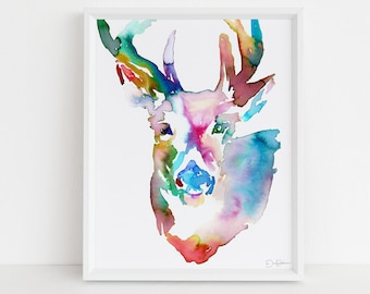 Deer Print Instant Download | "Duncan the Deer" by Jess Buhman, Print at Home, Digital File, Watercolor Deer Print 8" x 10", Nursery Art