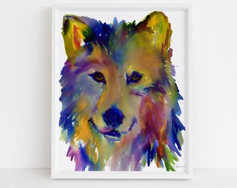 Wolf Watercolor Print Instant Download | "Walter the Wolf" by Jess Buhman, 8" x 10" Digital File, Print at Home