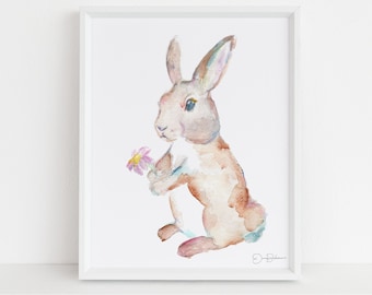 Hare Print Digital Download  | "Please Say Yes" by Jess Buhman, Instant Download, Print at Home, Watercolor Animal, Nursery Art, Bunny Art