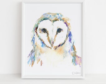 Barn Owl Watercolor Print | "Barn Owl" by Jess Buhman, Multiple Sizes, Wall Art, Nursery Painting, Home Decor, Choose Your Size