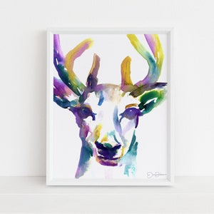 Buck Watercolor Print | "Buck" by Jess Buhman, Watercolor Print of Deer, Deer Painting, Deer Watercolor, Woodland Painting, Woodland Art