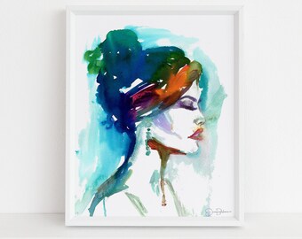 Watercolor Woman Face | "Calm Splendor" by Jess Buhman, Multiple Sizes, Select Your Size, Watercolor Portrait, Fashion Illustration