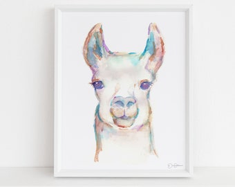 Llama Art Print |  "Leonard the Llama" by Jess Buhman, Select Your Size, Multiple Sizes, Llama Watecolor Print