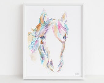 Horse Watercolor Print Instant Download | "Hugo" by Jess Buhman, 8" x 10" Digital File, Print at Home