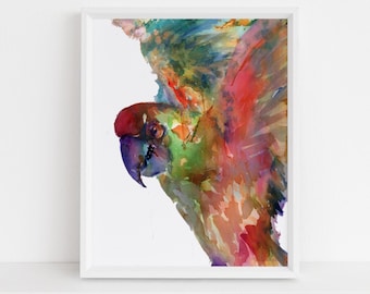 Parrot Watercolor Print | "Macaw" by Jess Buhman, Choose Your Size, Select Your Size, Macaw Flying, Parrot in flight, Colorful Bird