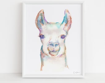 Watercolor Llama Print Instant Download | "Lleonard the Llama" by Jess Buhman, 8" x 10" Digital File, Print at Home, Nursery Decor