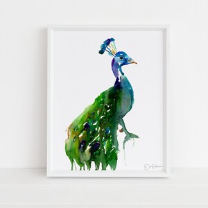 Peacock Print | &quot;Priscilla the Peacock&quot; by Jess Buhman, Digital Download, Print Yourself, Bird Painting, Wall Art, Home Decor