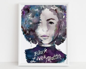 Watercolor Black Lives Matter Print | "Black Lives Matter" by Jess Buhman, Social Justice Print,  8 x 10 Digital File