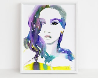 Watercolor Woman Face | "June" by Jess Buhman, Multiple Sizes, Select Your Size, Watercolor Portrait, Fashion Illustration, Minimal Art