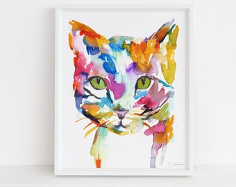 Cat Watercolor Print | "Cat" by Jess Buhman, Multiple Sizes, Select Your Size, Cat Painting, Pet Painting, Tabby Cat Painting